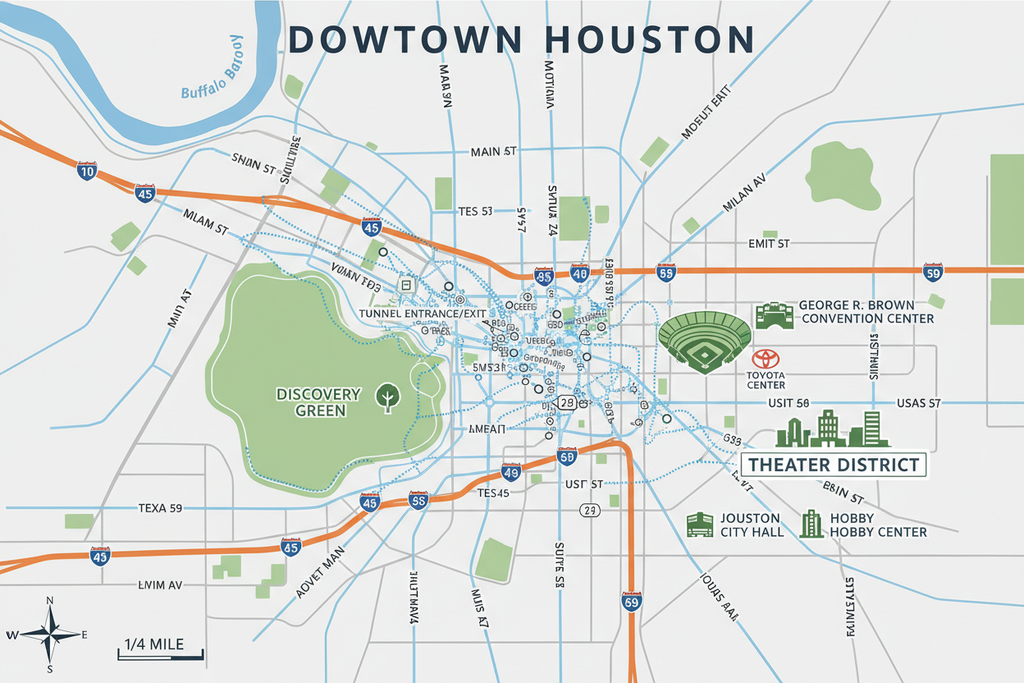 map of downtown houston