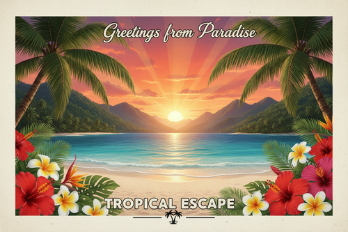tropical and nature vacation postcard