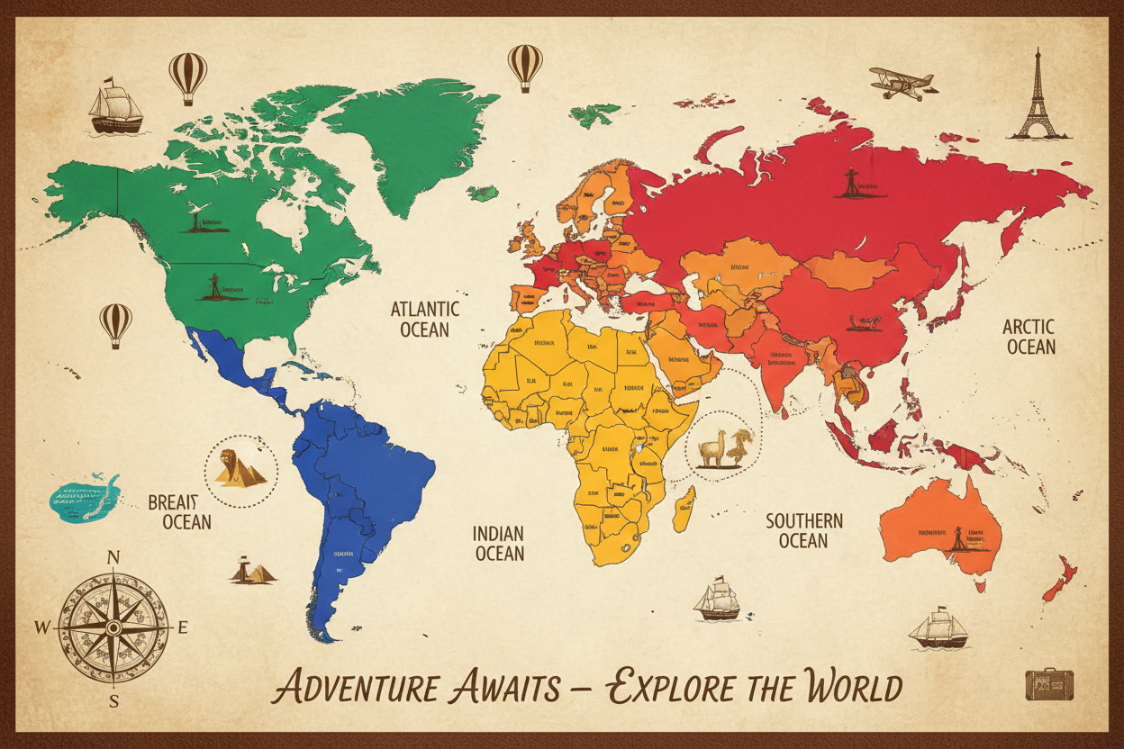 world map for travelers